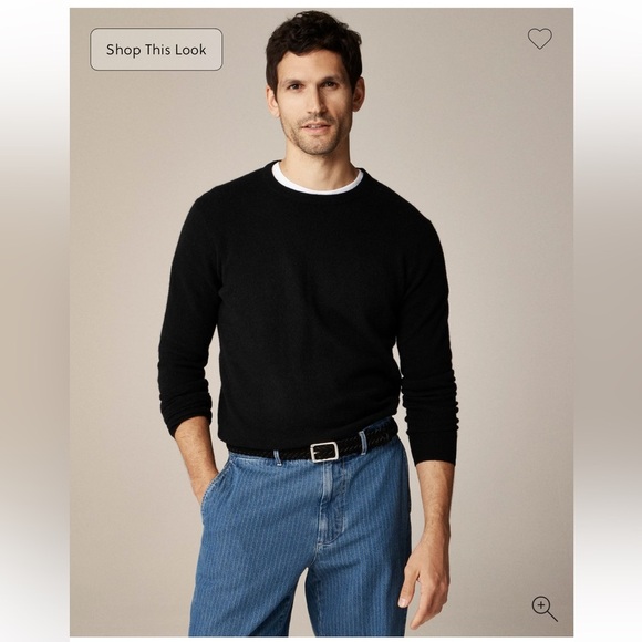 J Crew Mens Cashmere Sweater XS in Black Midweight Crewneck Luxury Classic $158 - Picture 1 of 11